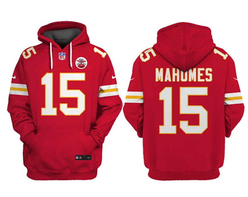 Men's Red Kansas City Chiefs Custom Name & Number Pullover Hoodie